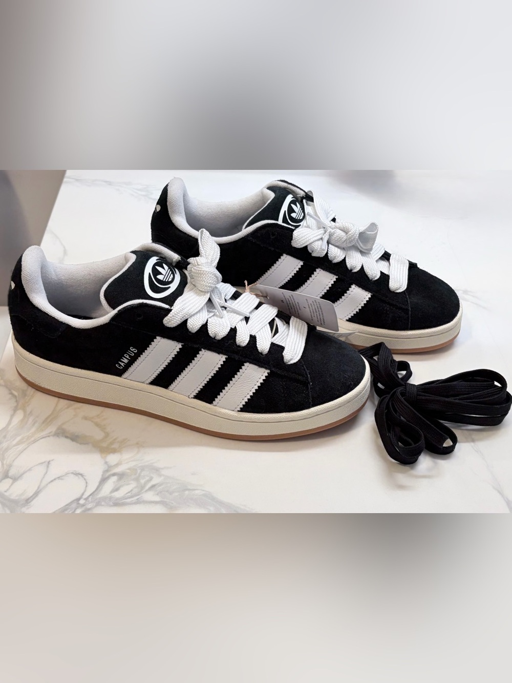 adidas Black Suede Sneakers with White Stripes